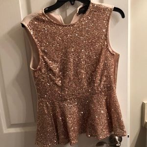 Gold sequin peplum top
